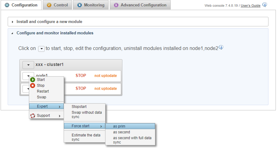 View full size Force the start as primary of the Milestone XProtect and SQL node with the up-to-date data